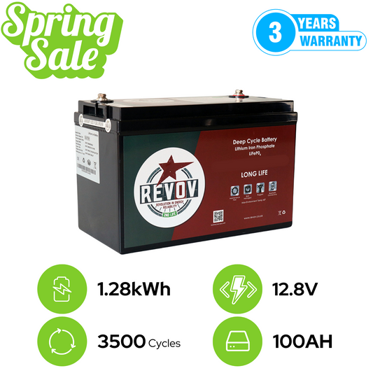 Revov LiFe 4 cell 12.8v, 100Ah, 1.3 kWh Battery