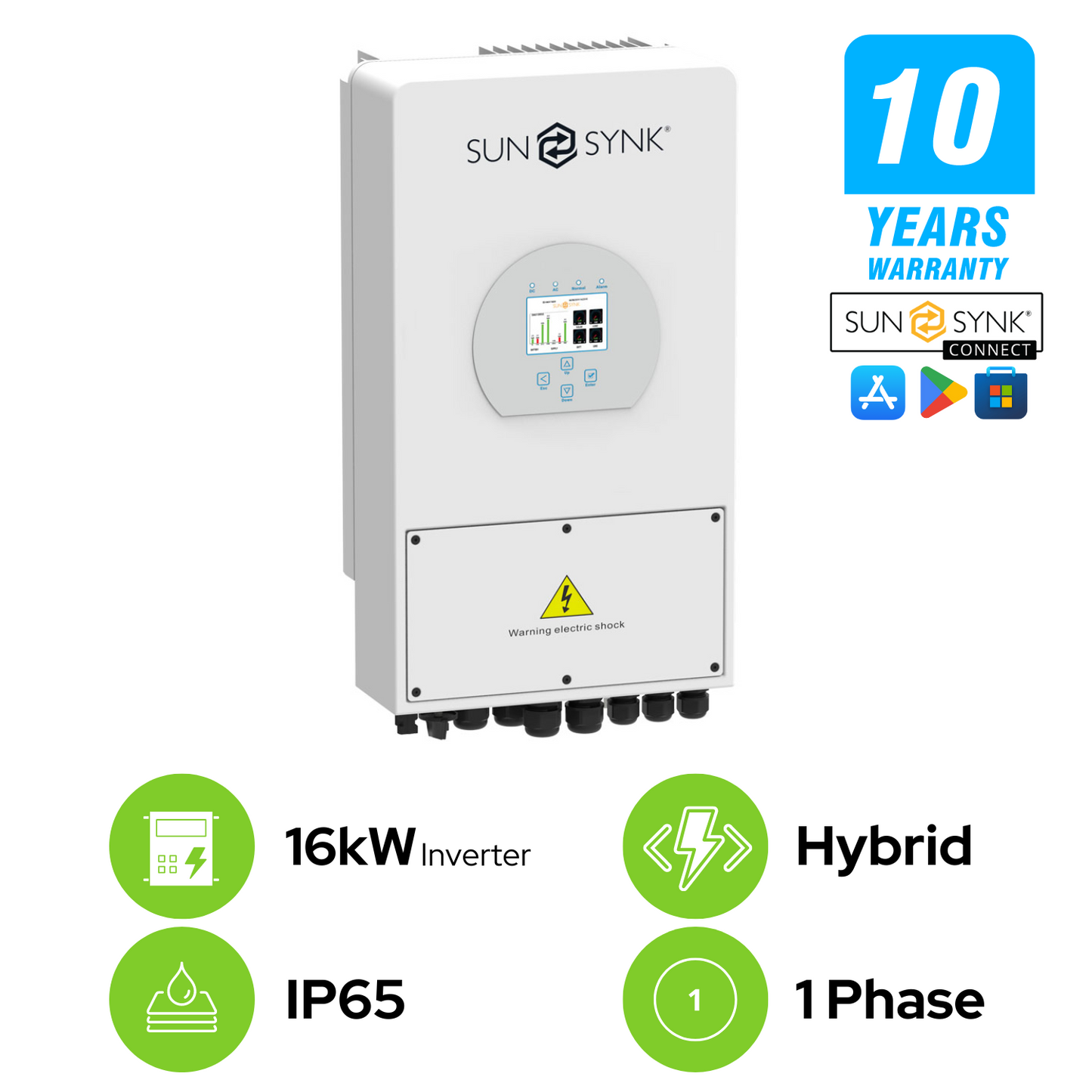 Sunsynk 16kW 1P Hybrid PV Inverter 48v C/W Wifi Dongle IP65