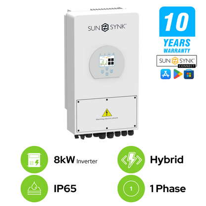 Sunsynk 8kW 1P Hybrid PV Inverter 48v C/W Wifi Dongle IP65